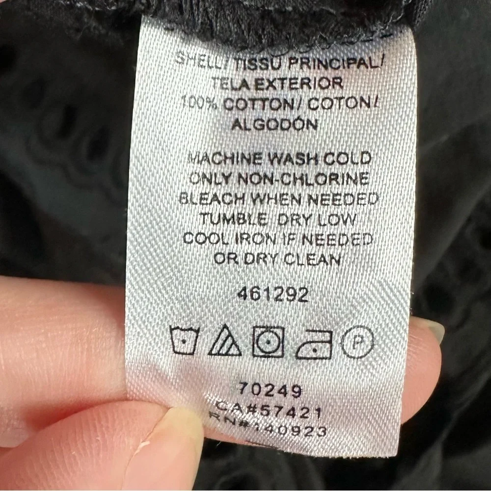 LOFT Black Ruffle Lace Hem Boxy Blouse NWT - Picture 5 of 5